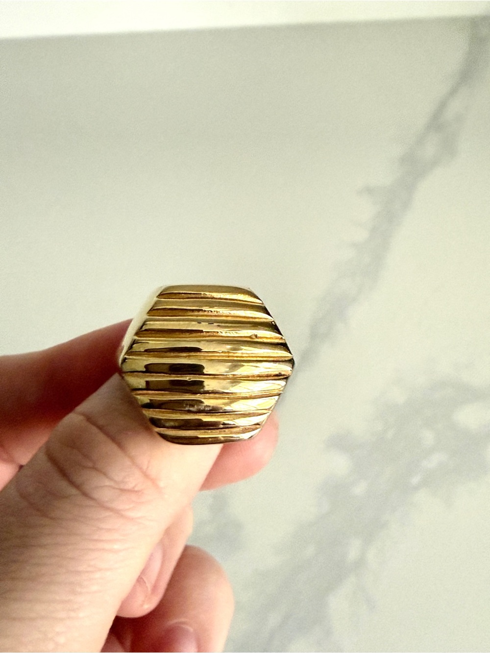 Gold Tone Statement Ring & Stackable Rings Set - Picture 2 of 6